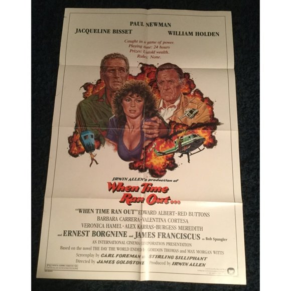 1980 When time ran out Movie Theatre Lobby Poster Canada Paul Newman Game Time